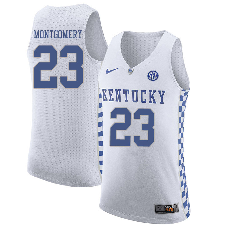 Men #23 EJ Montgomery Kentucky Wildcats College Basketball Jersyes Sale-White - Click Image to Close
